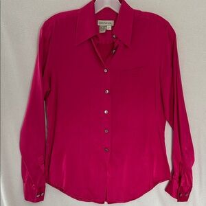 Ann Taylor Women's Vibrant Pink Button-Down Shirt